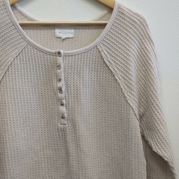 Melloday cream colored rayon blend Henley shirt size Small - Picture 4 of 6